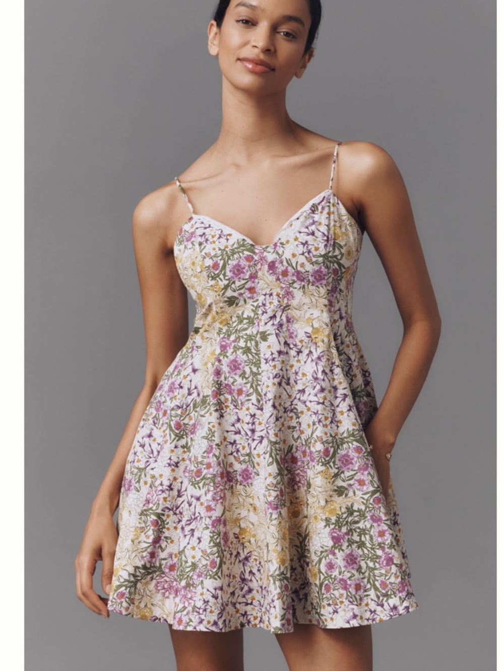 Nwt lace trim sweetheart mini cotton floral dress